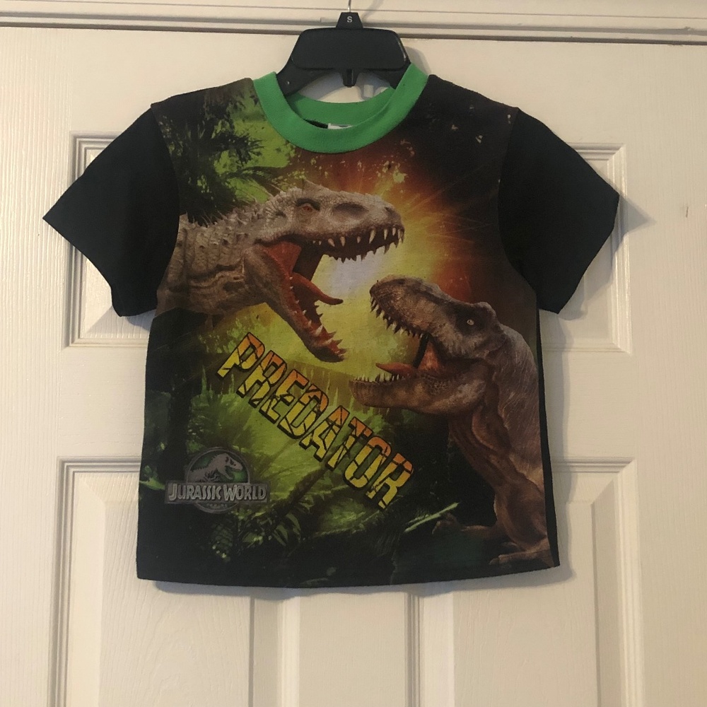 Black and Green Kids Pajama Shirt Boys 10/12 Jurassic World Predator Dinosaur